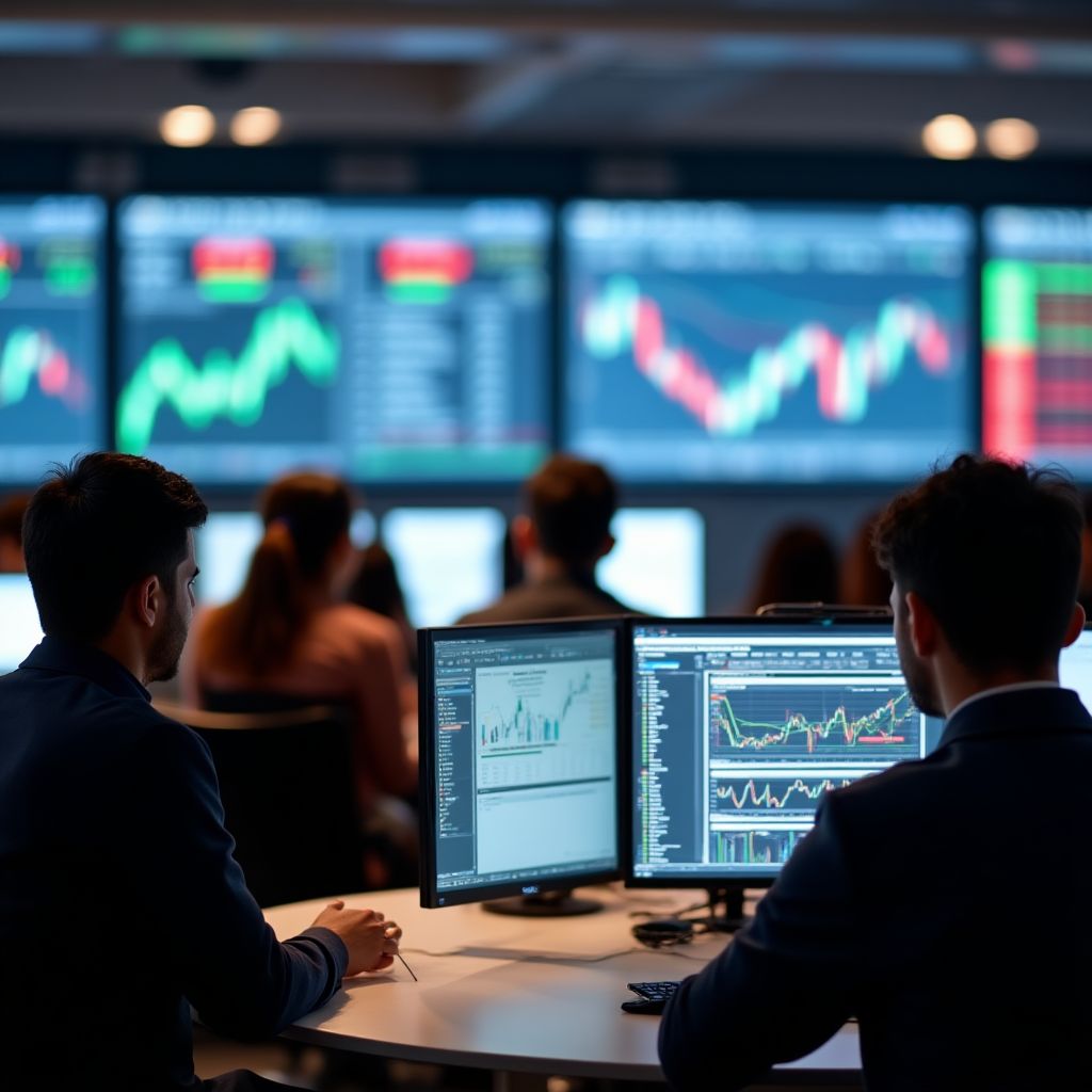 Estudiantes aprendiendo conceptos básicos de trading